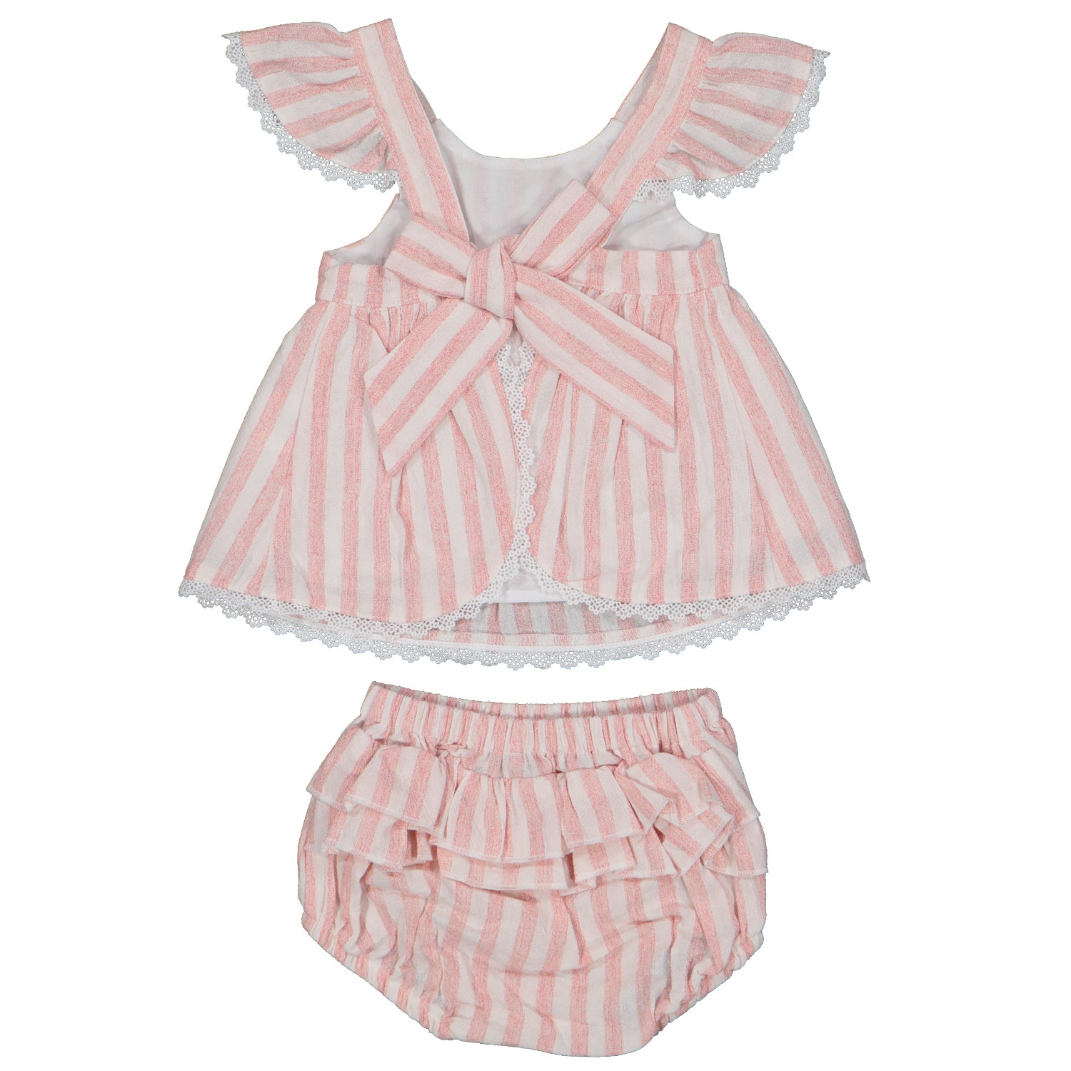 Pink Stripe Linen Pinafore Dress