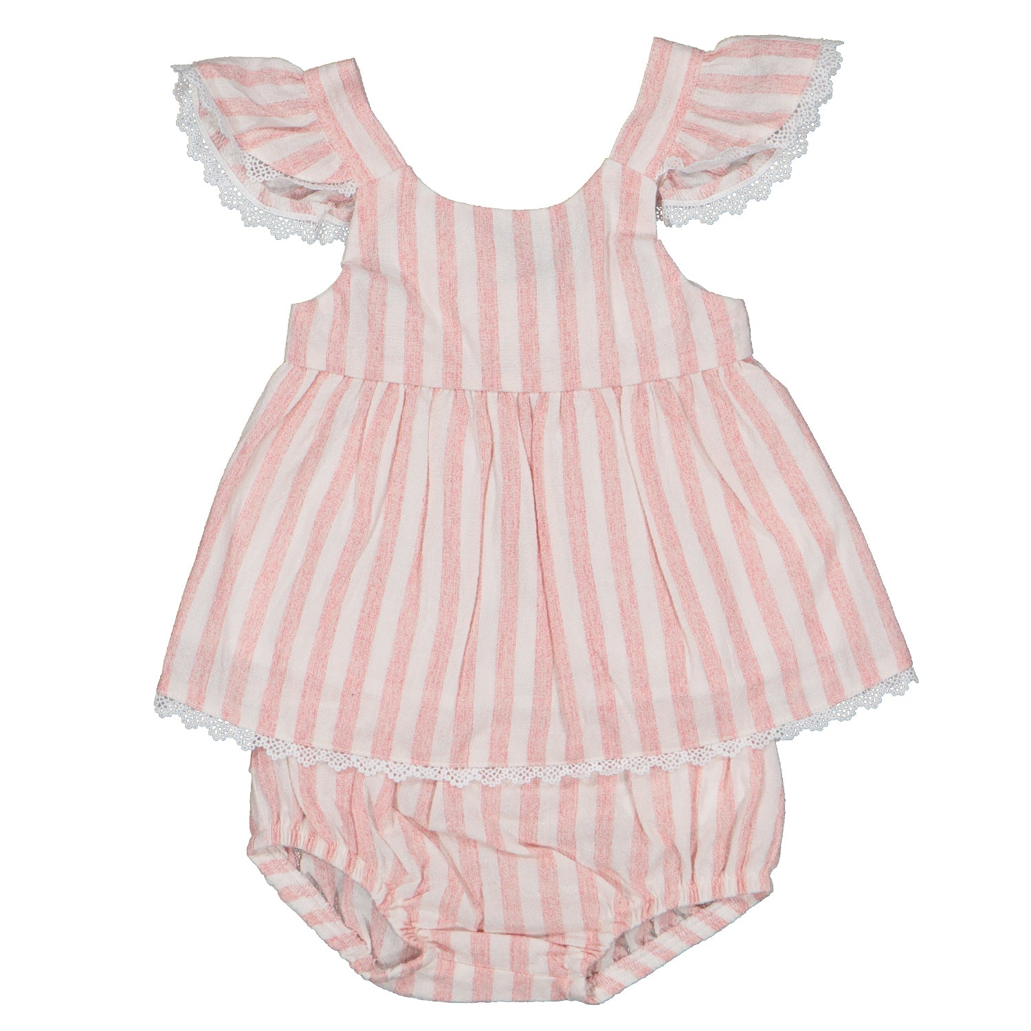 Pink Stripe Linen Pinafore Dress