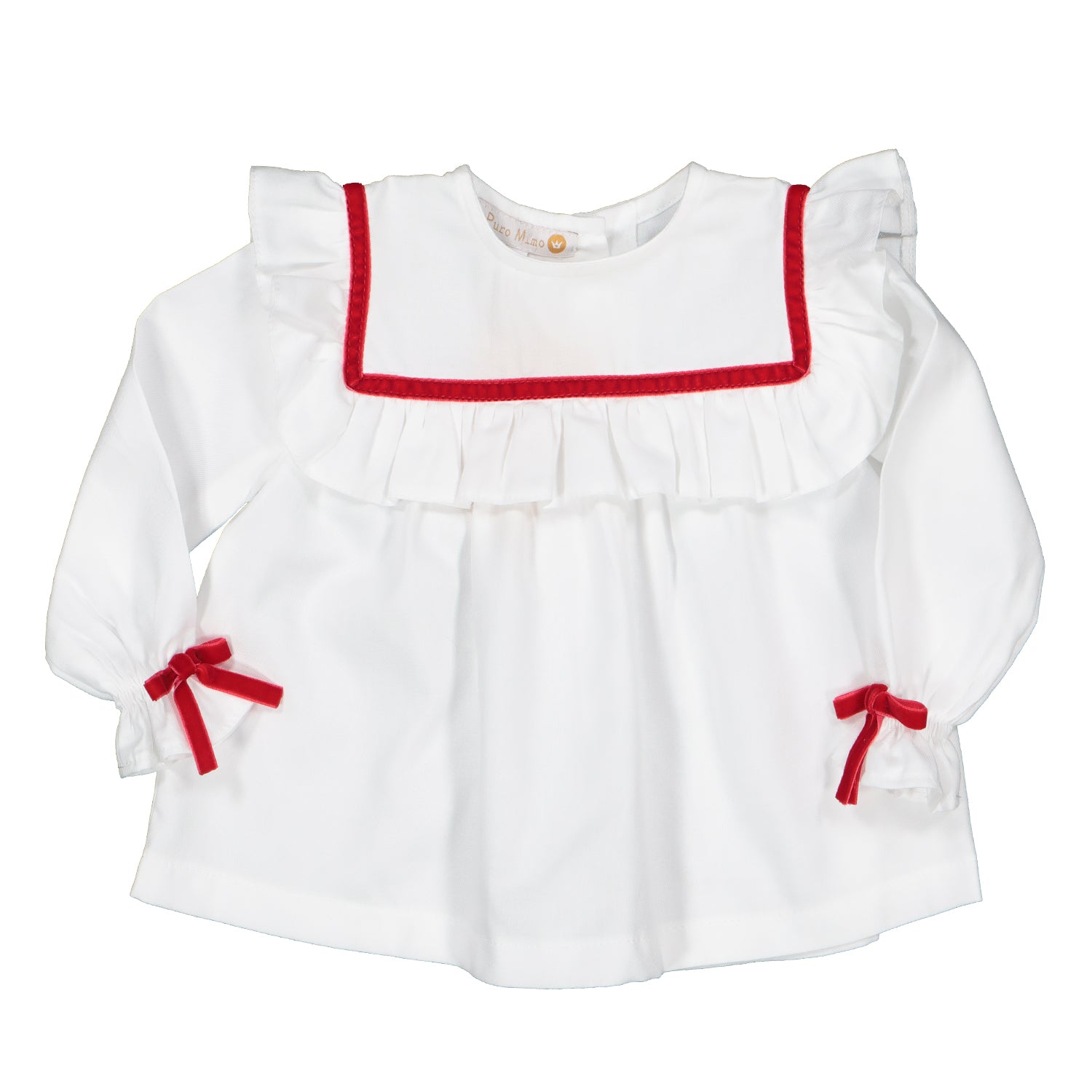 Red Velvet Trim Blouse