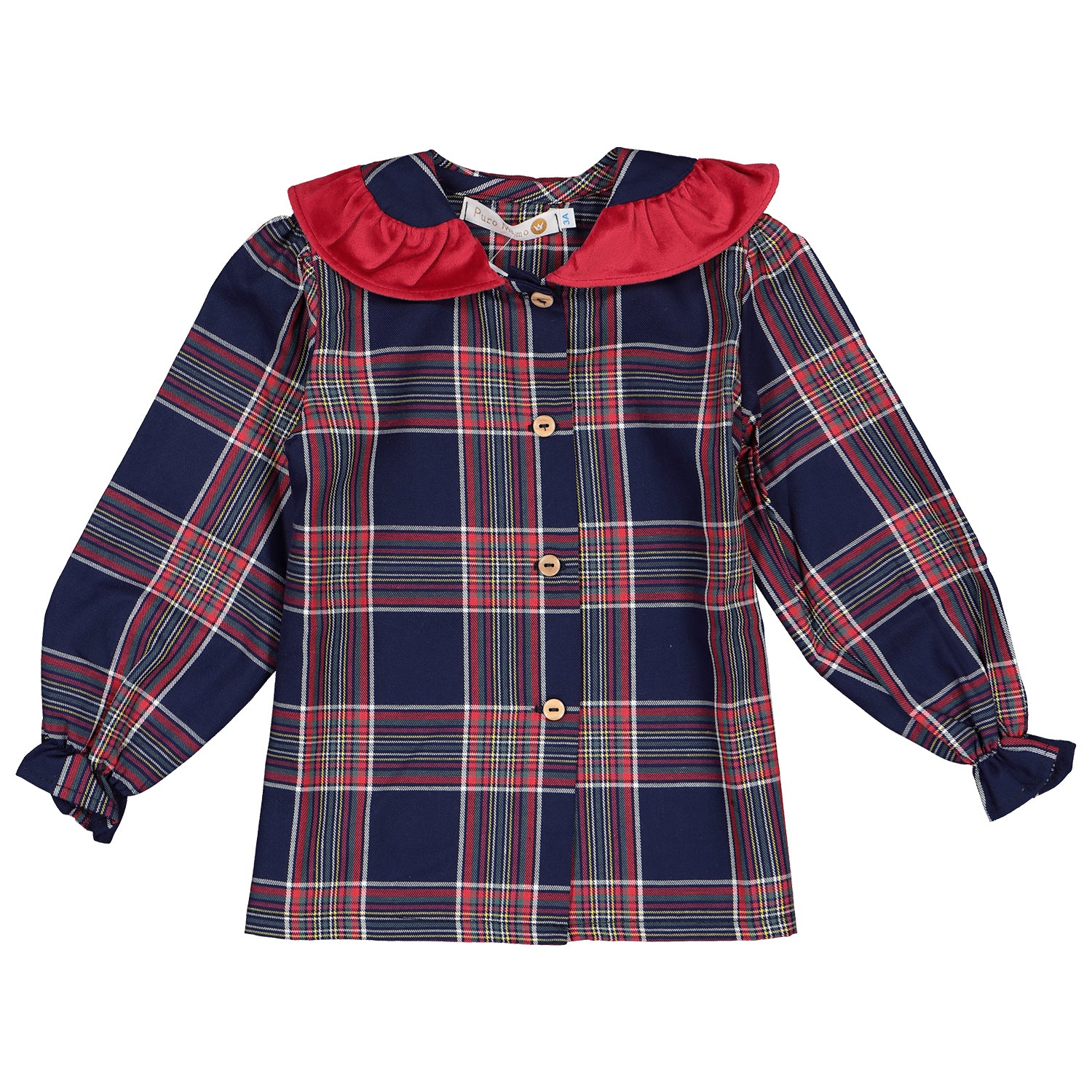 Navy & Red Tartan Blouse