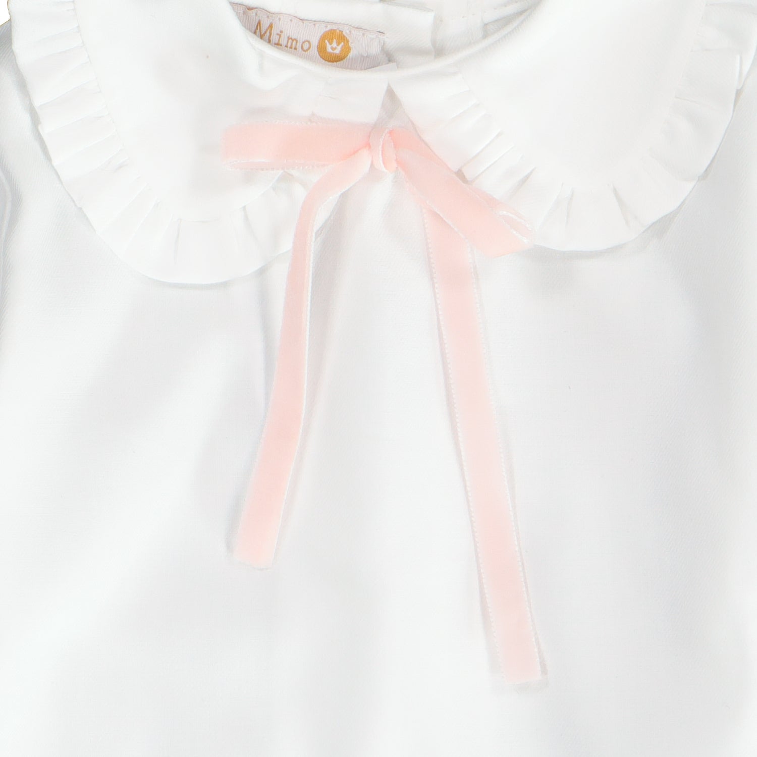 Ivory & Pink Velvet Trim Blouse