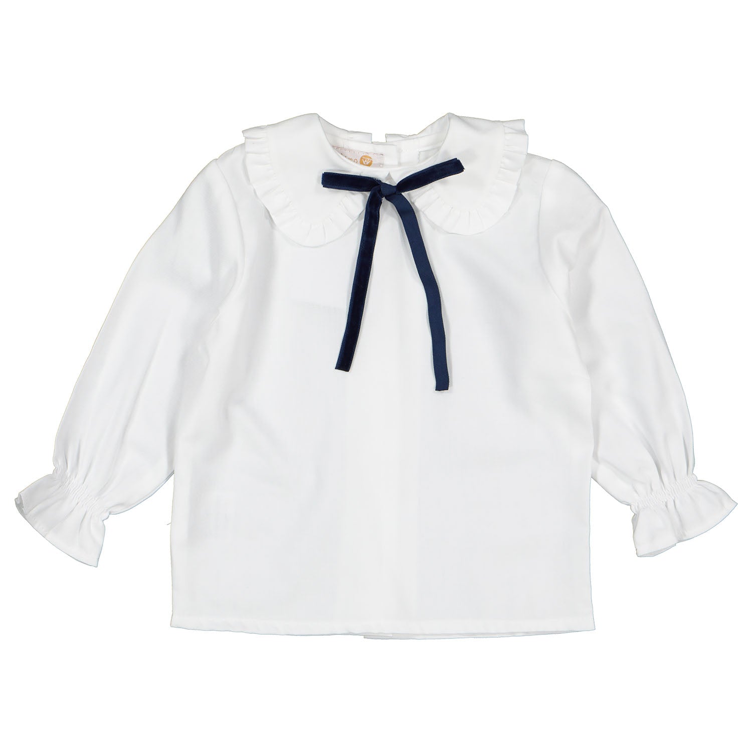 Ivory & Navy Velvet Trim Blouse