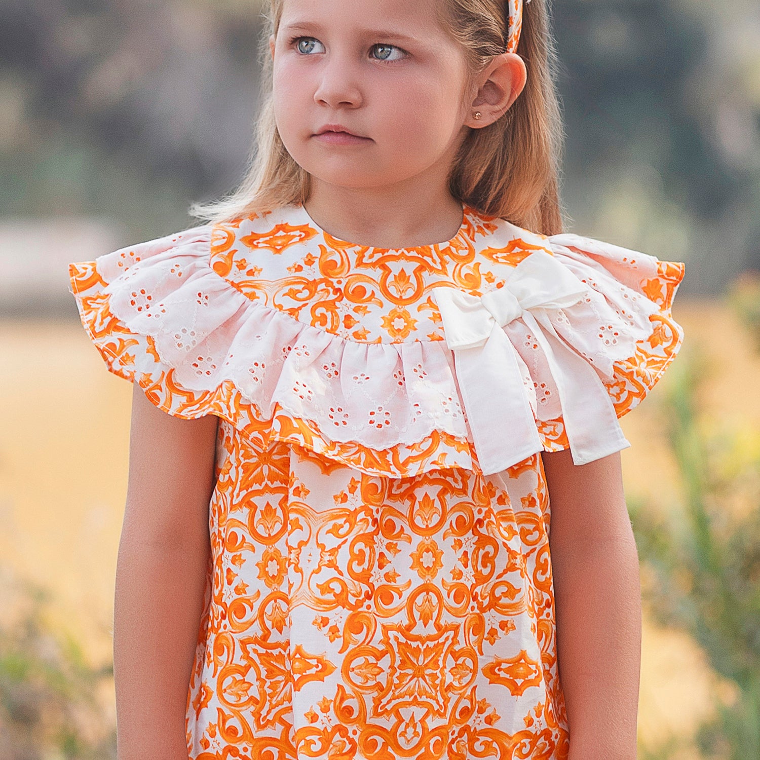 Orange Printed Tile Dress