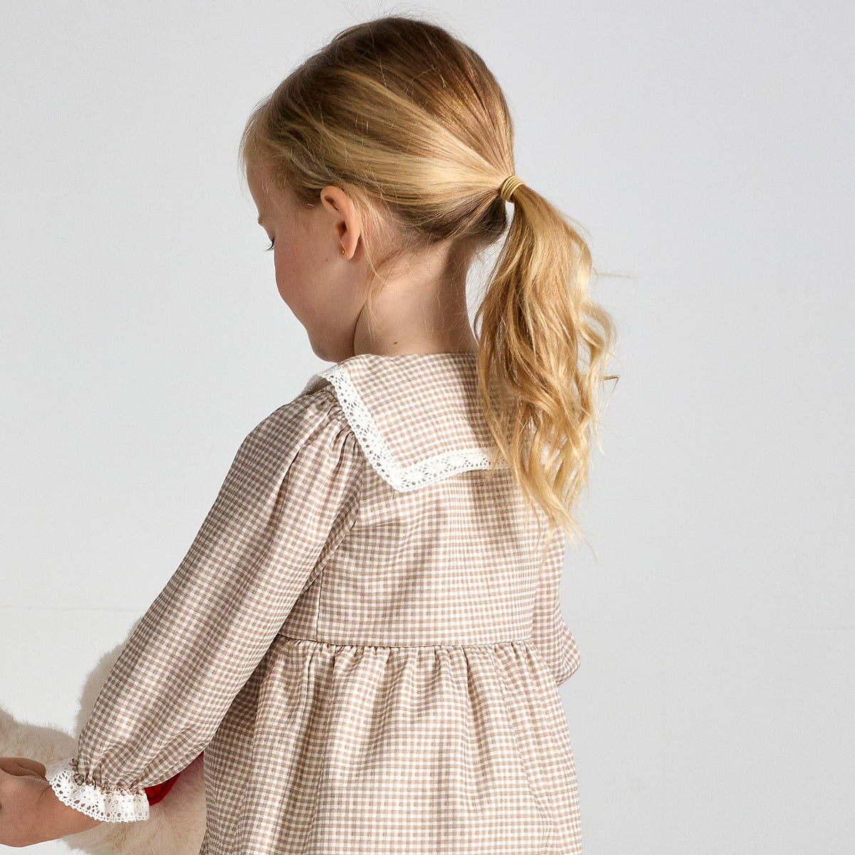 Brown Check Trim Dress