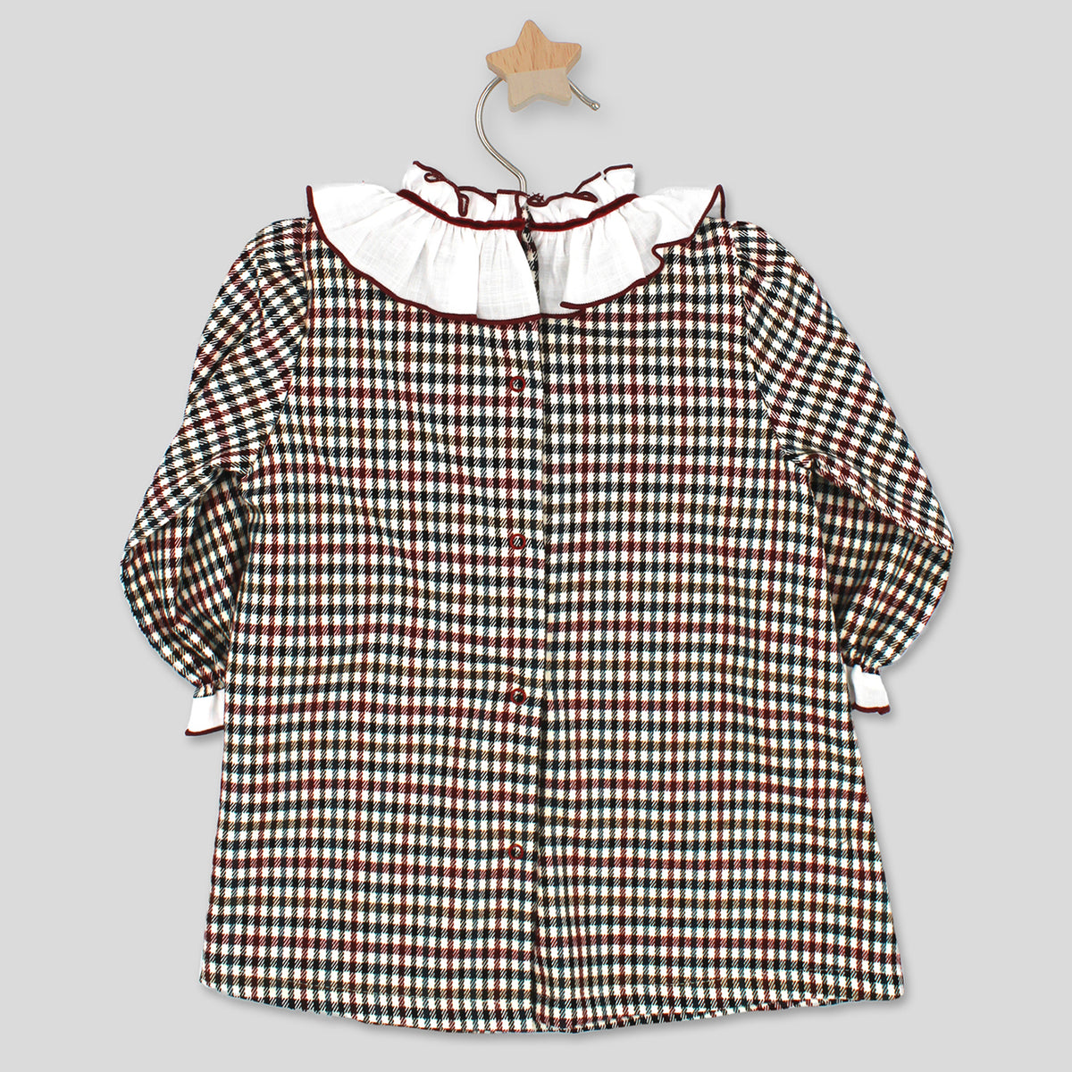 Burgundy & Green Check Dress