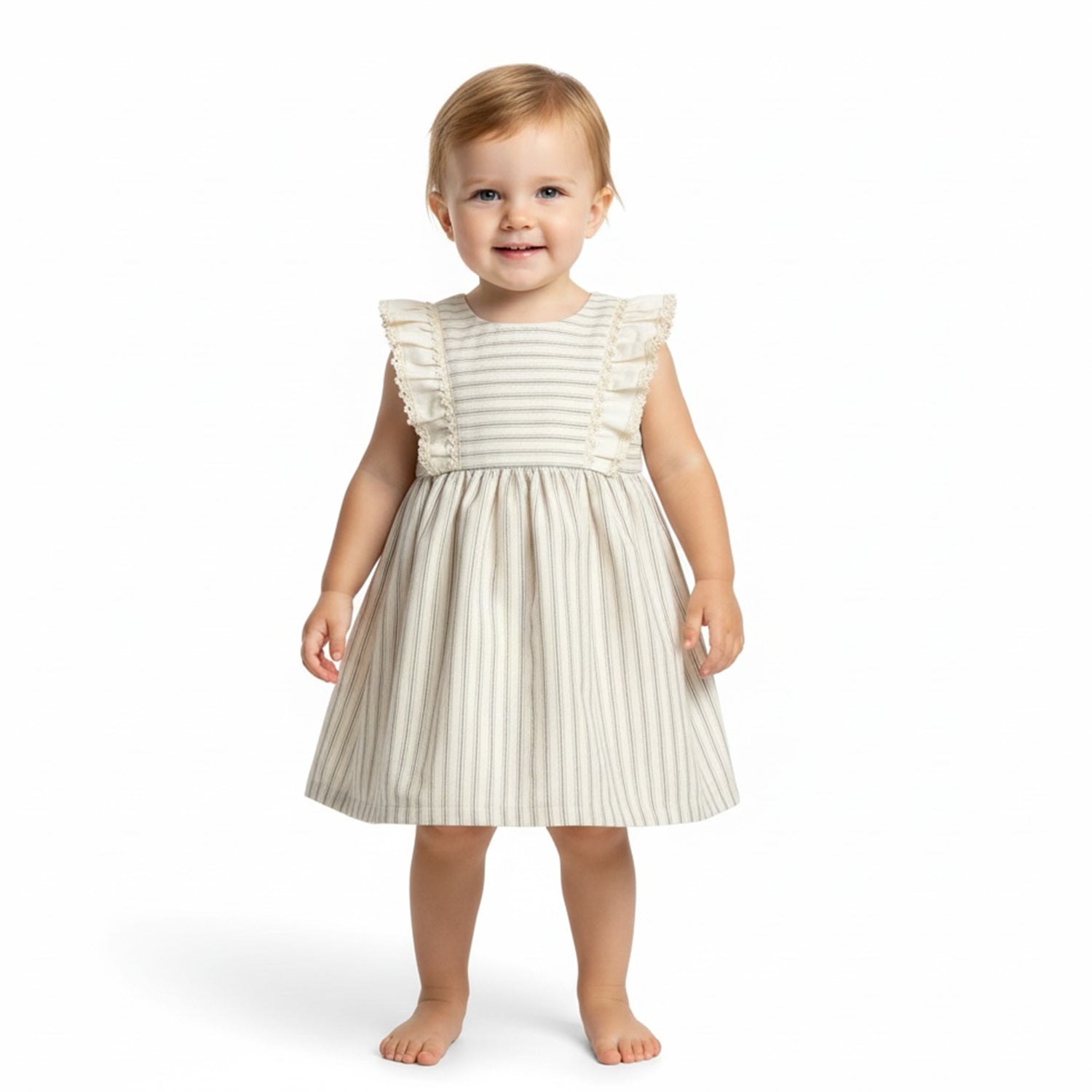 Cream & Beige Stripe Dress