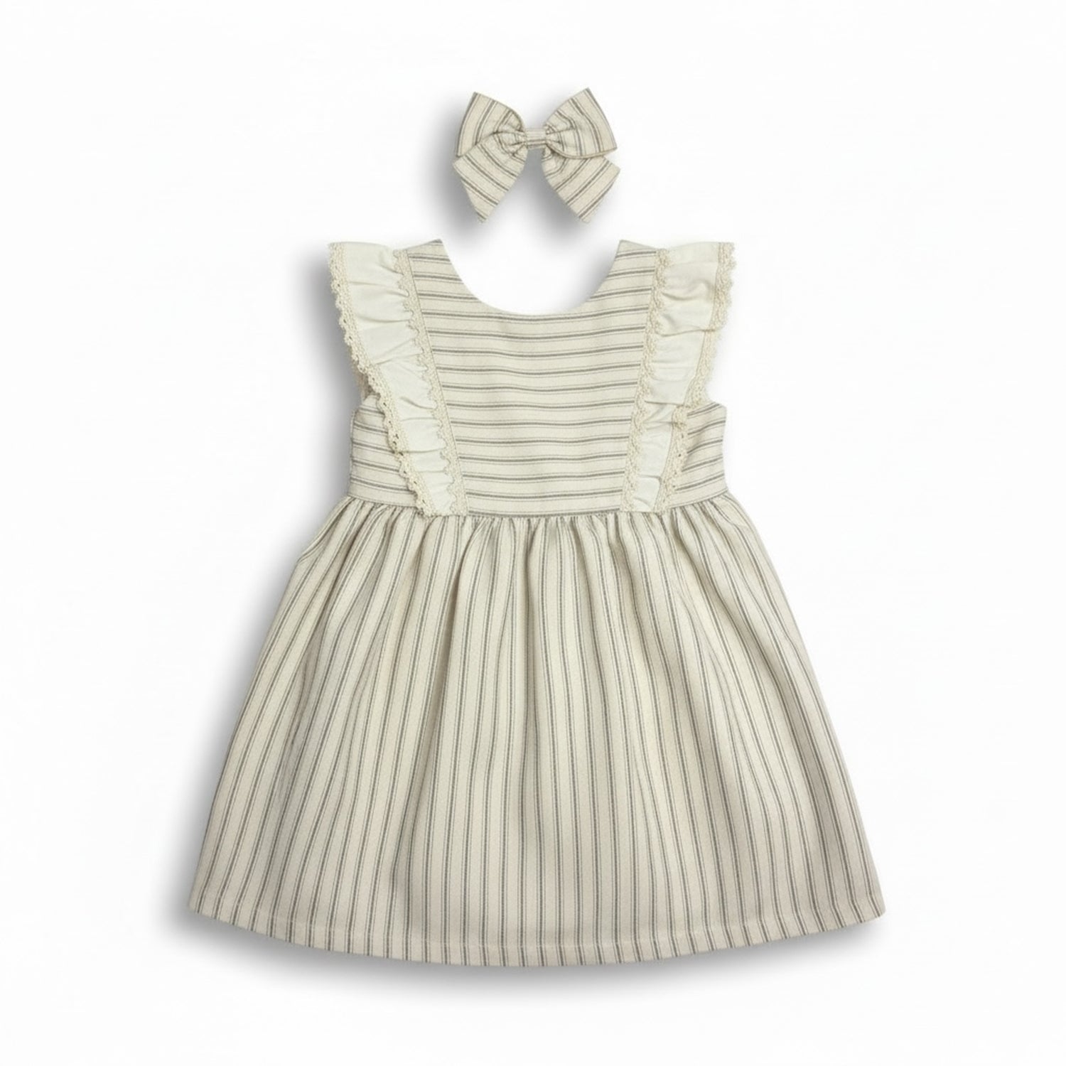 Cream & Beige Stripe Dress