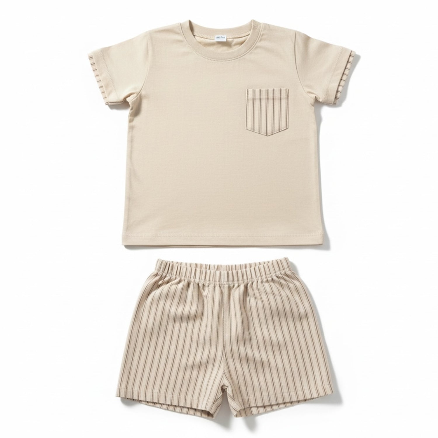 Beige Stripe Short Set