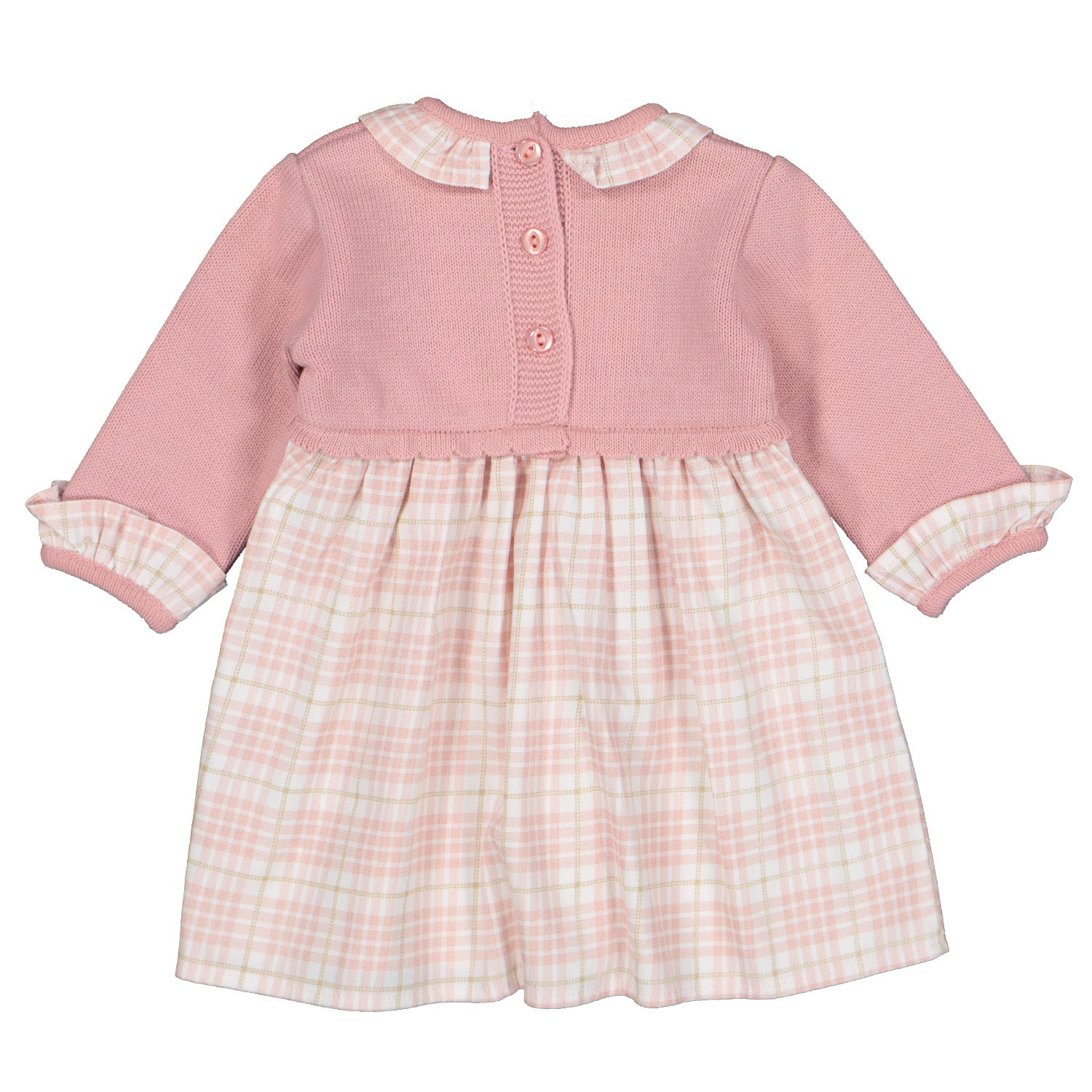 Pink Check Bi Material Dress