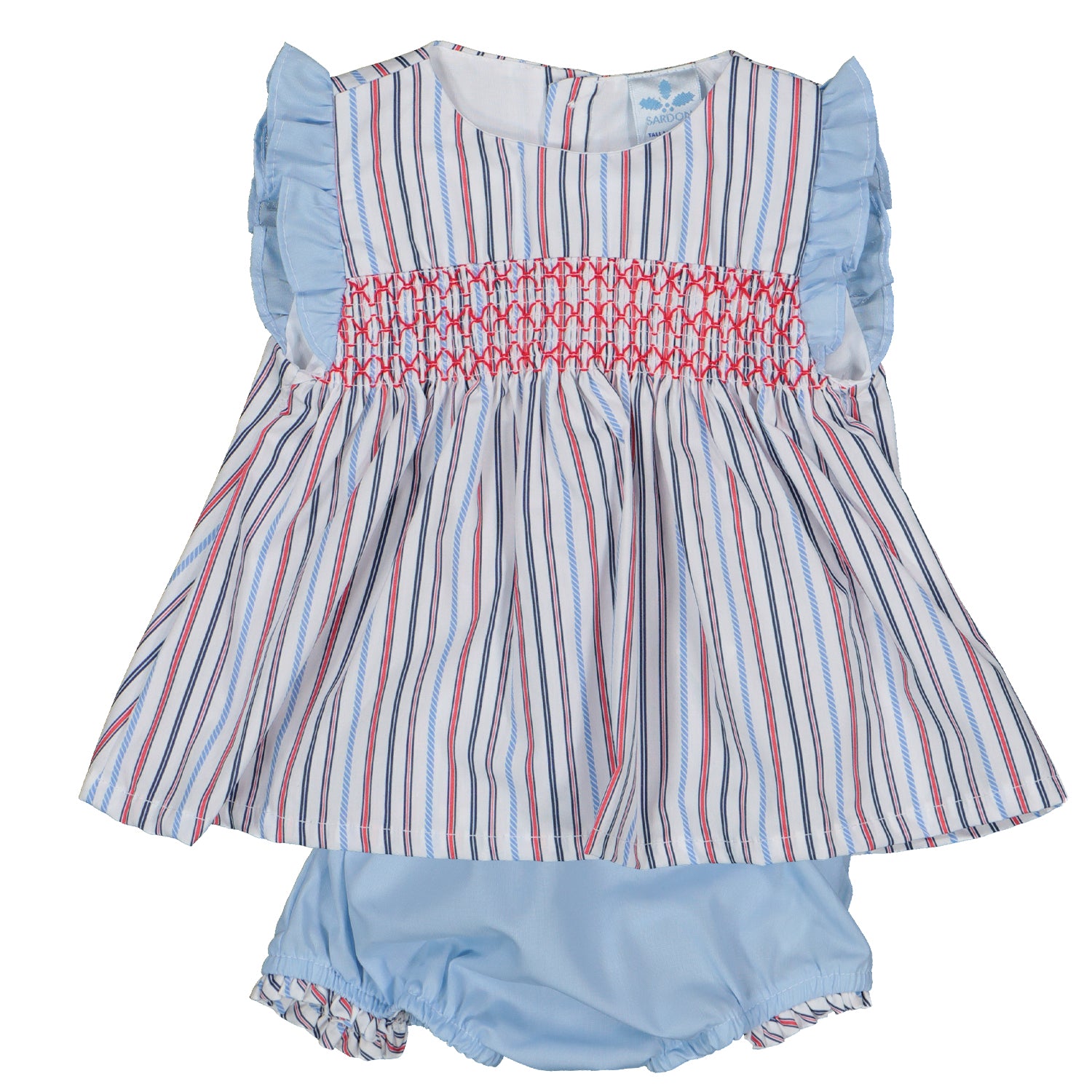 Red and Blue Smocked Dress