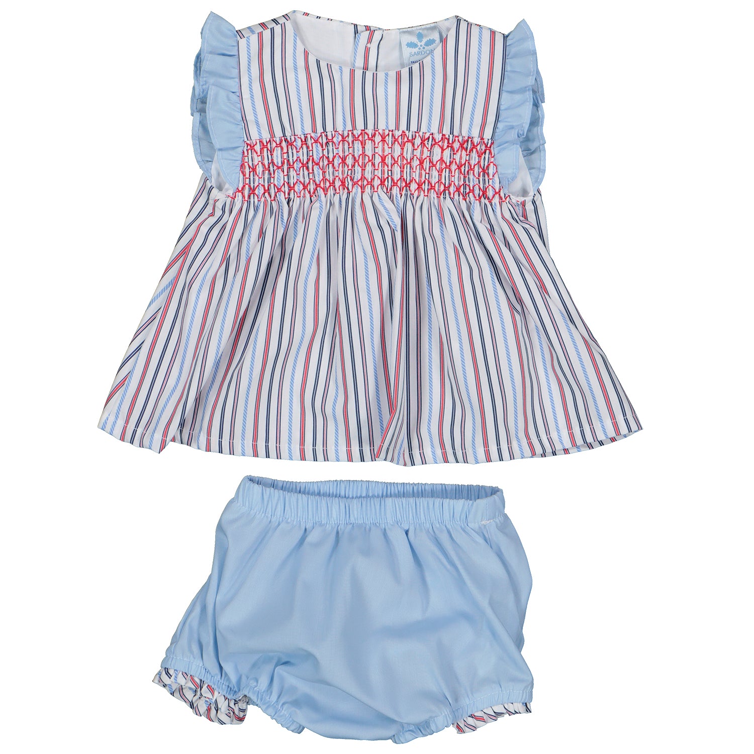 Red and Blue Smocked Dress
