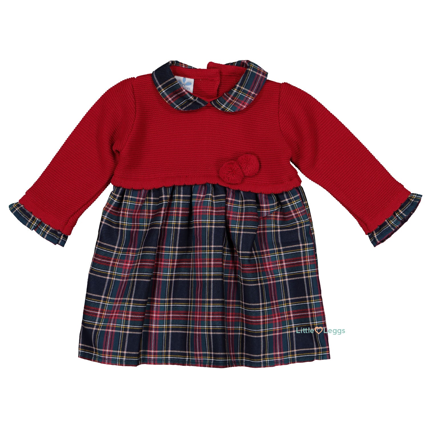 Red Pom Tartan Dress