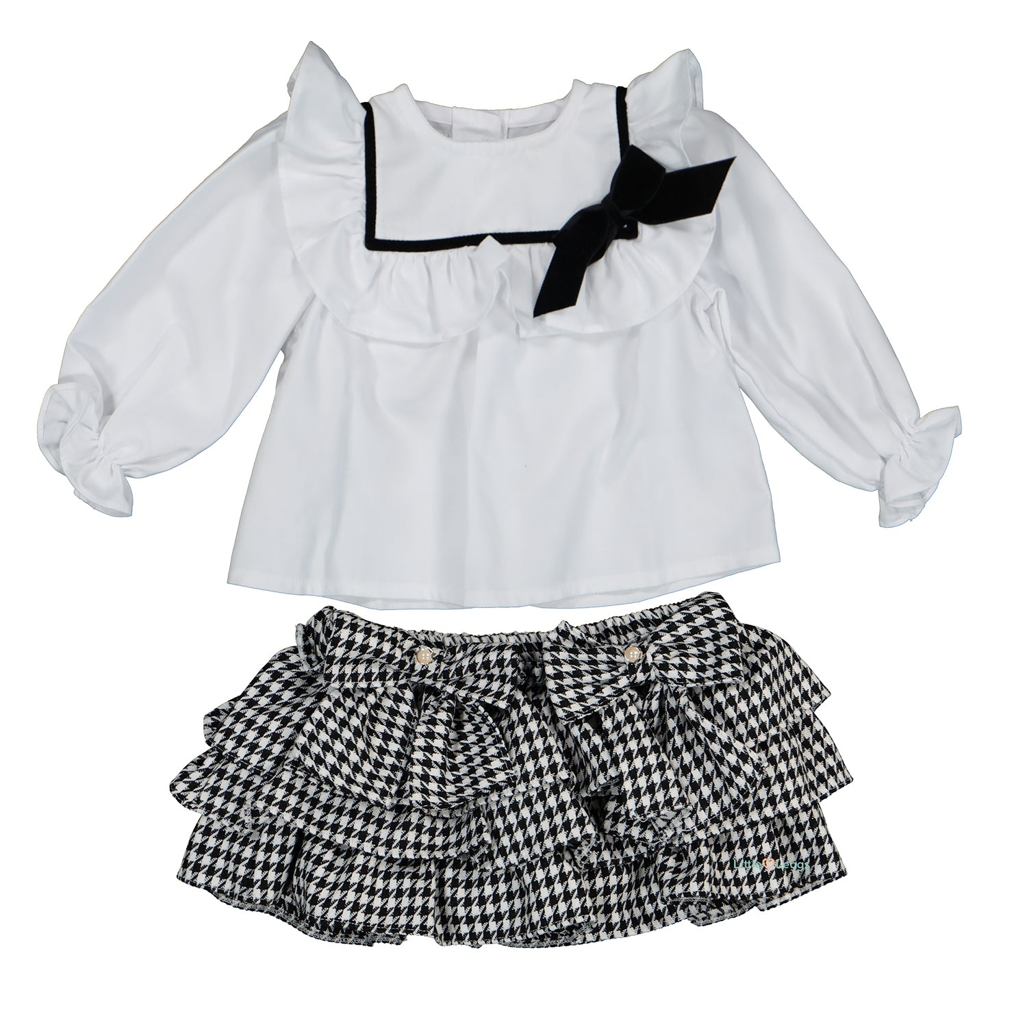 Black Dogtooth Blouse & Bloomers