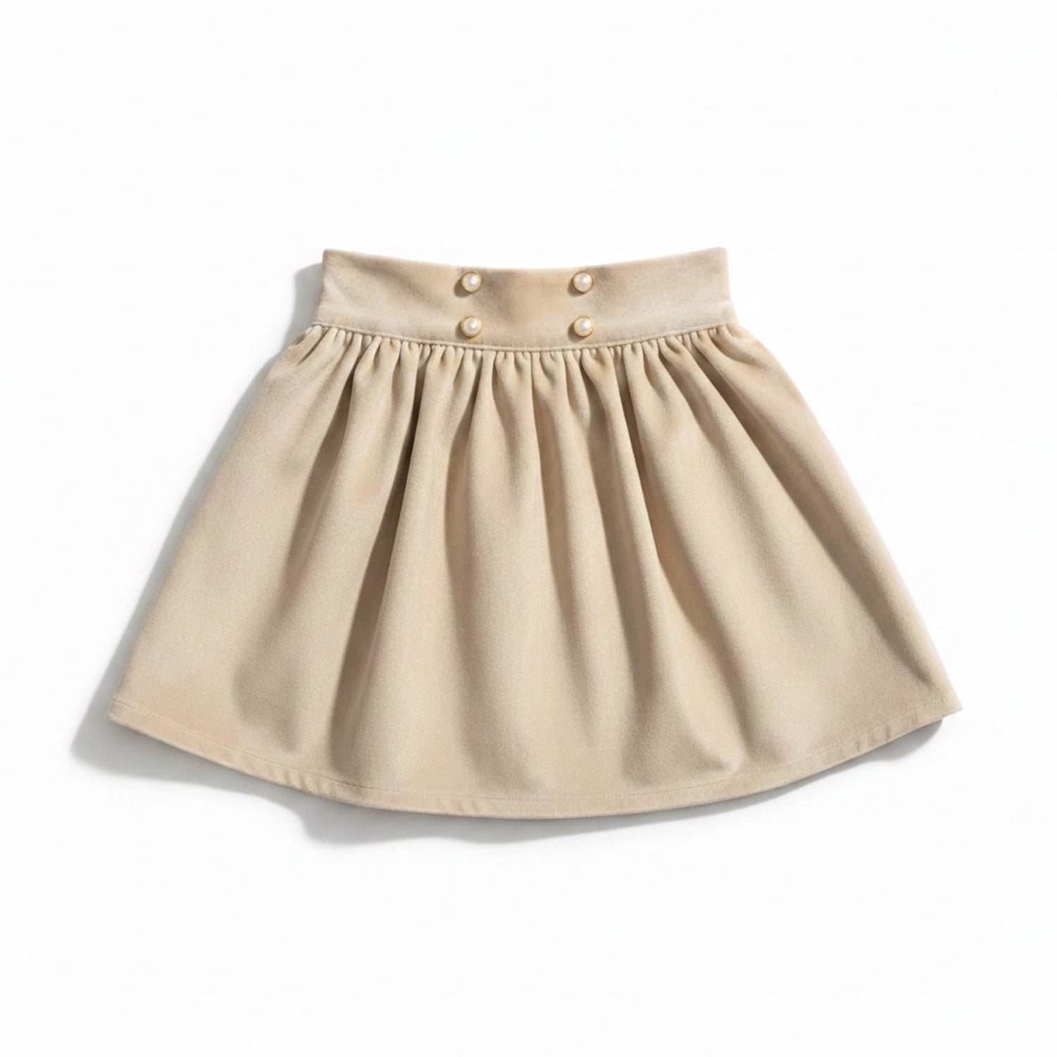 Beige Velvet Skirt & Blouse Set