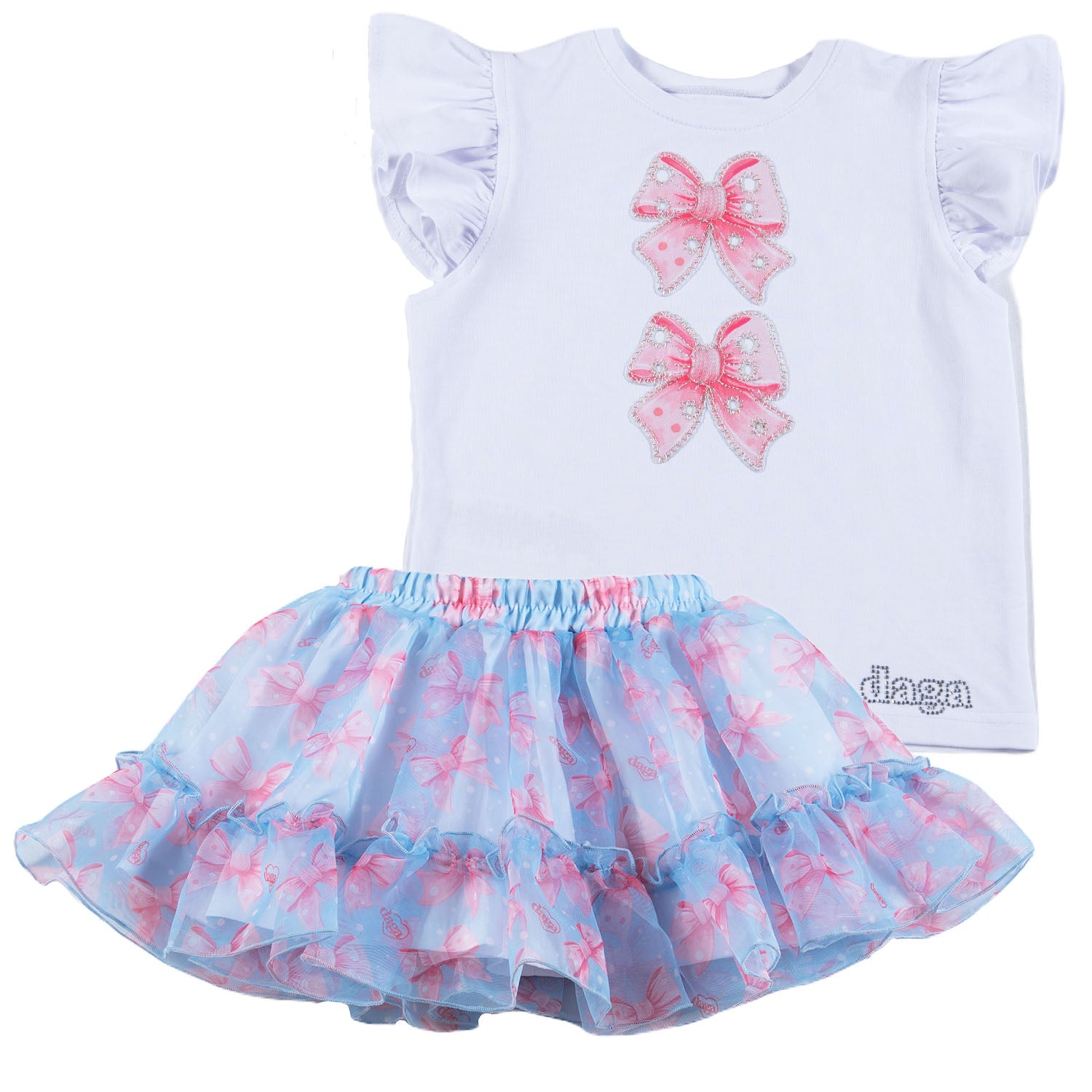 Bow Chiffon Skirt and Short Set