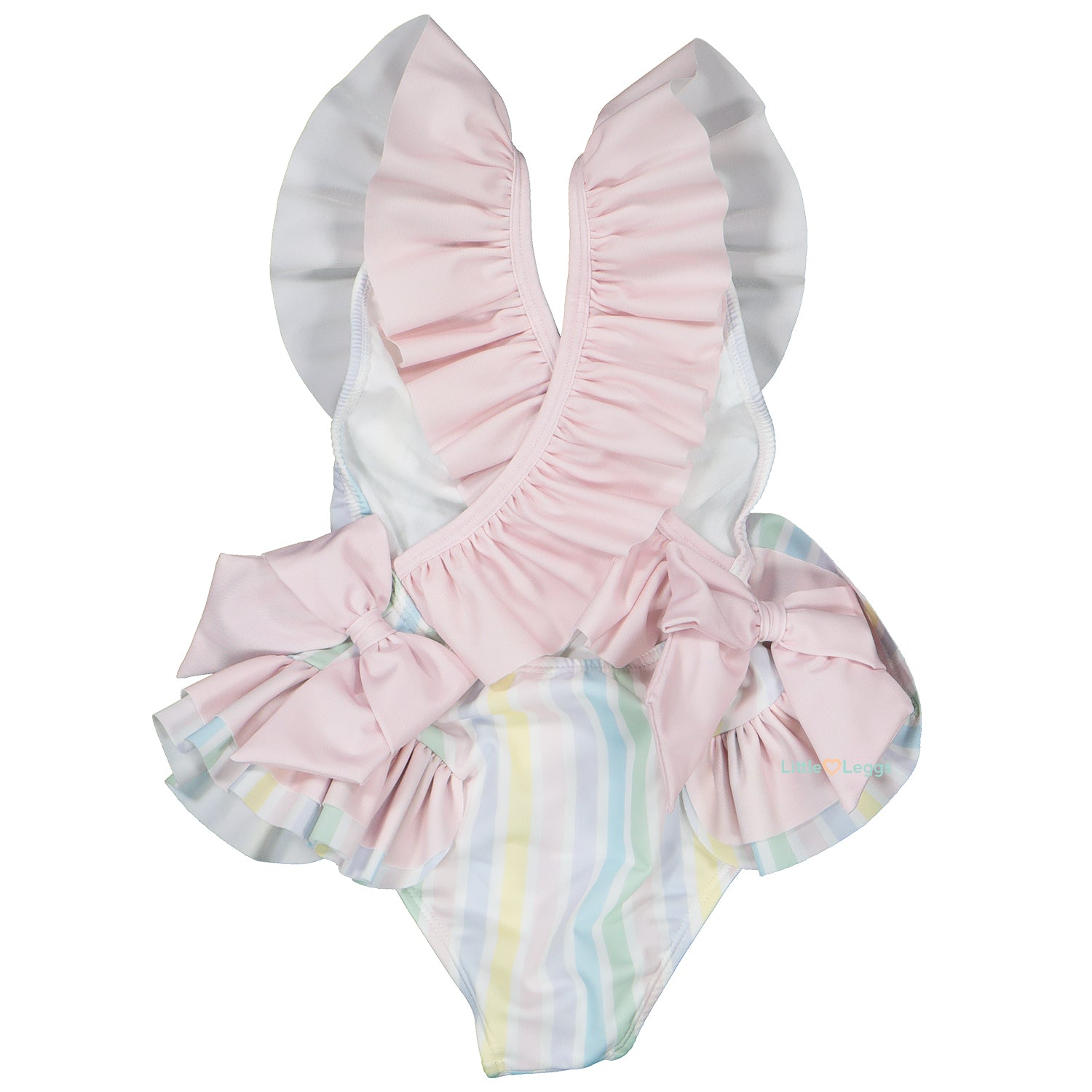 Pastel Stripe Frill Neck Swimsuit