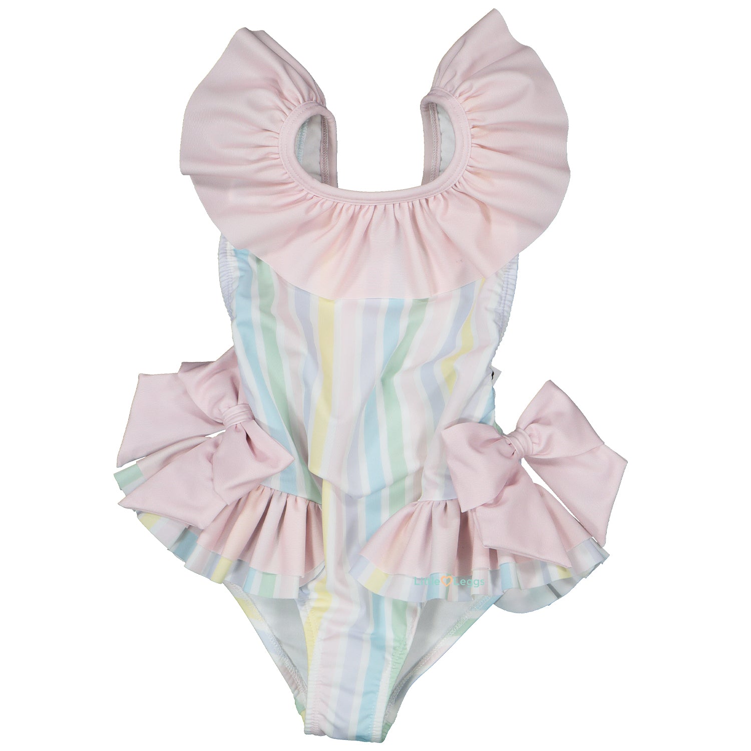 Pastel Stripe Frill Neck Swimsuit