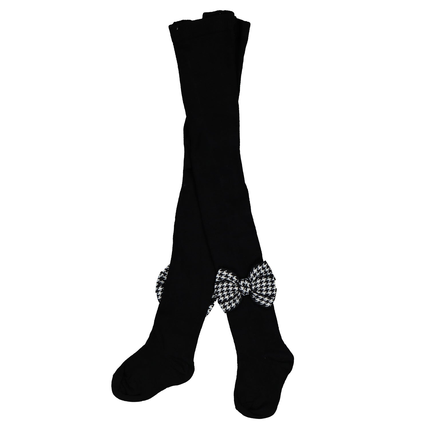 Black Dogtooth Bow Tights