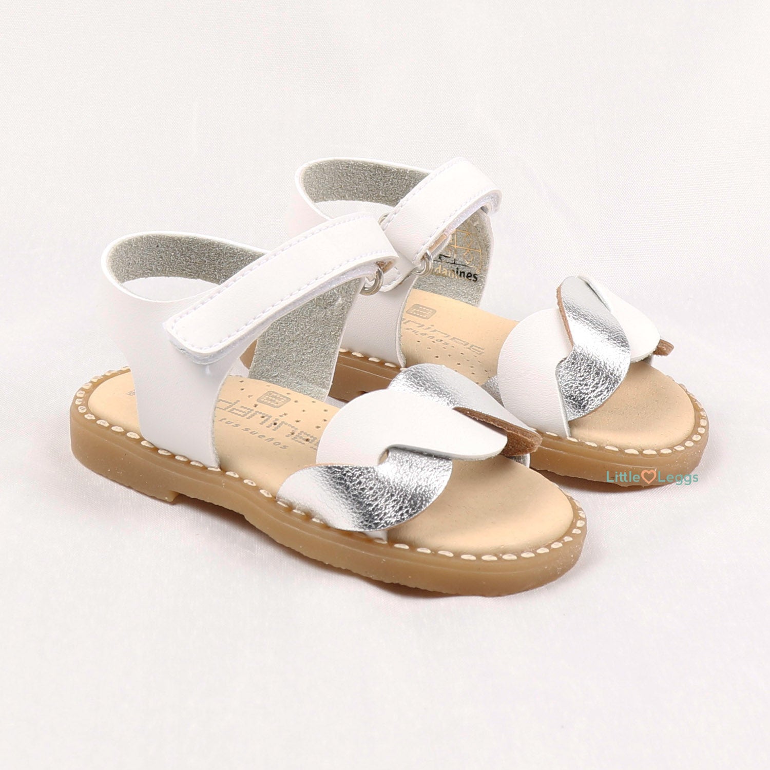 White & Metallic Silver Sandal