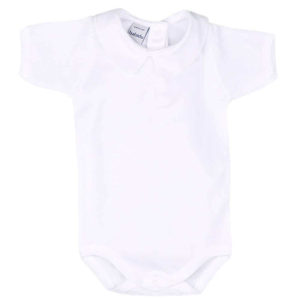Boys White Short Sleeved Collar Body