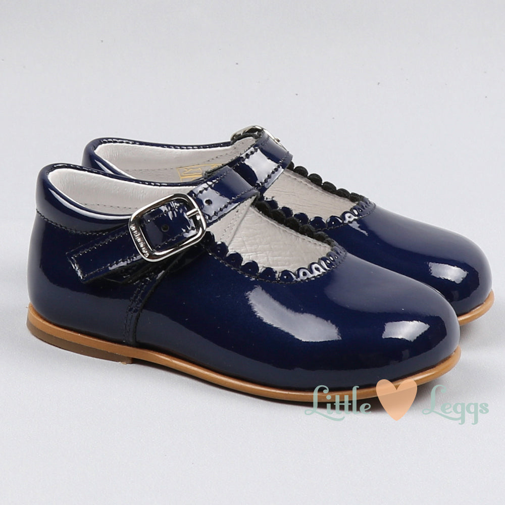 Girls Navy Patent Mary Jane Shoe