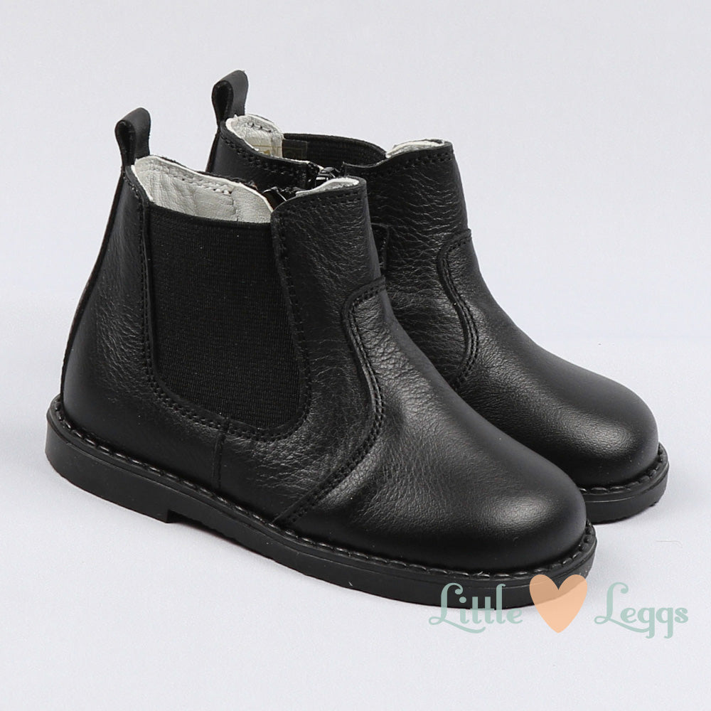 Black Leather Chelsea Boot