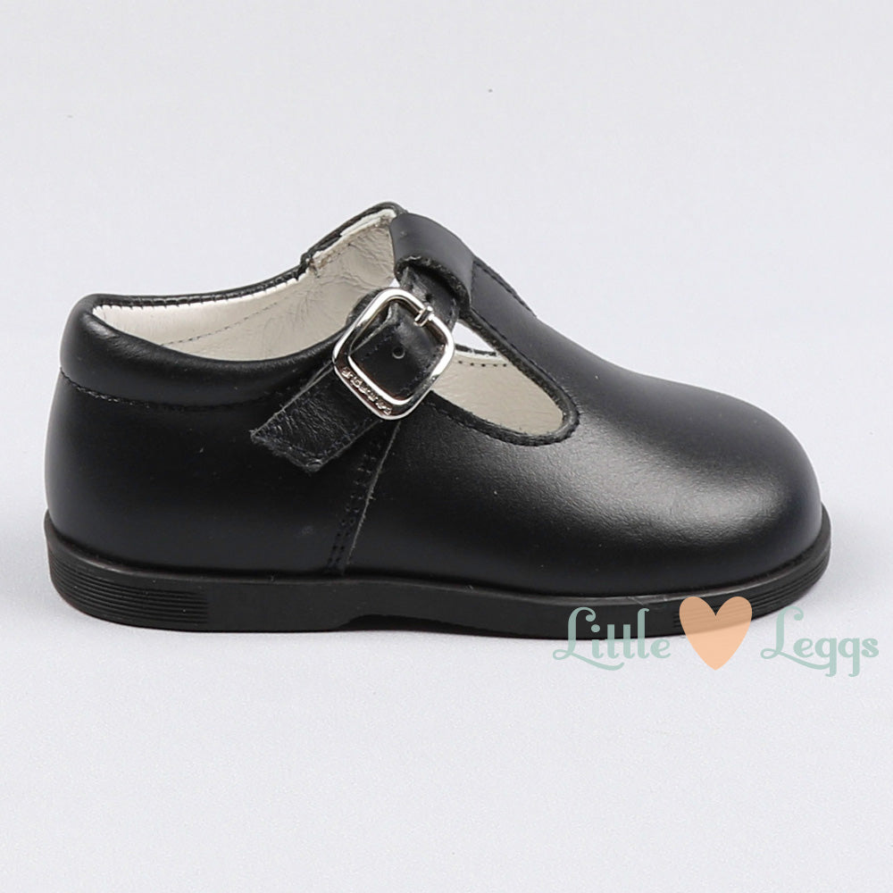 Navy Leather T-Bar Shoes