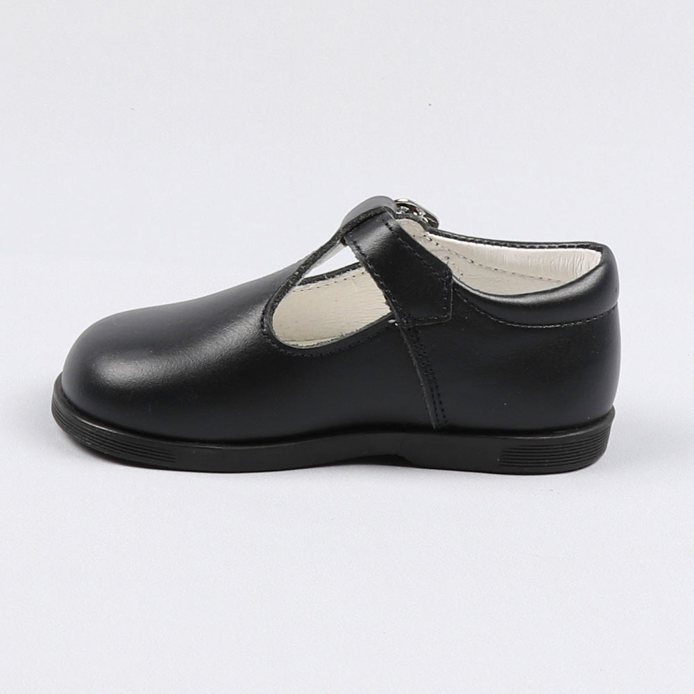 Navy Leather T-Bar Shoes