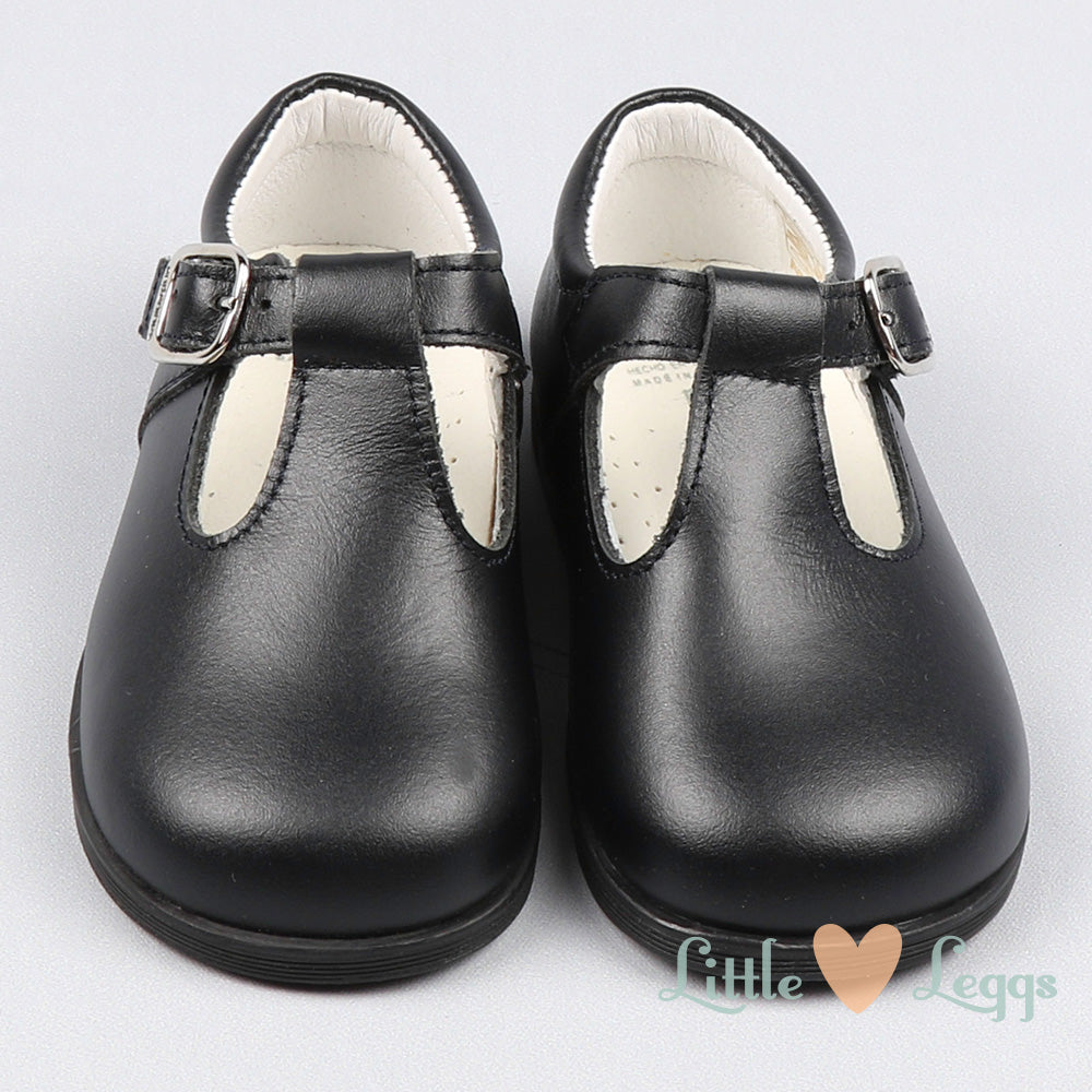 Navy Leather T-Bar Shoes