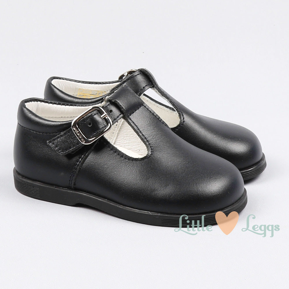 Navy Leather T-Bar Shoes