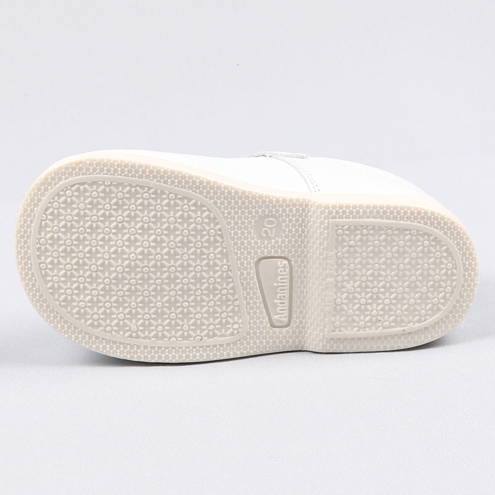 White Leather T-Bar Shoes