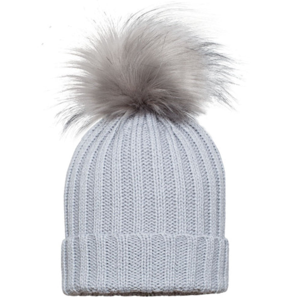 Grey With Grey Pom Pom Hat