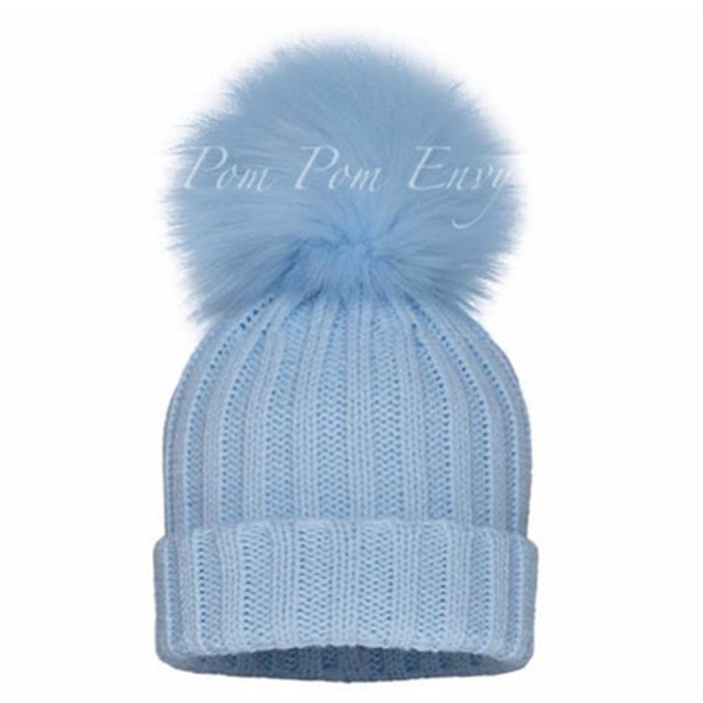 Blue Hat With Tan Double Pom main image 1