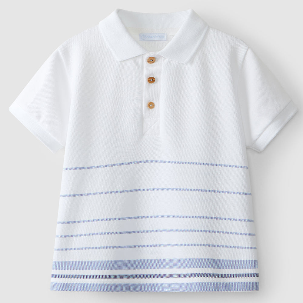 Blue Stripe Pique Polo Shirt