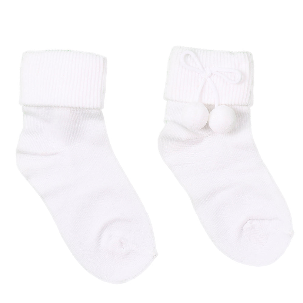 White Pom Pom Ankle Socks
