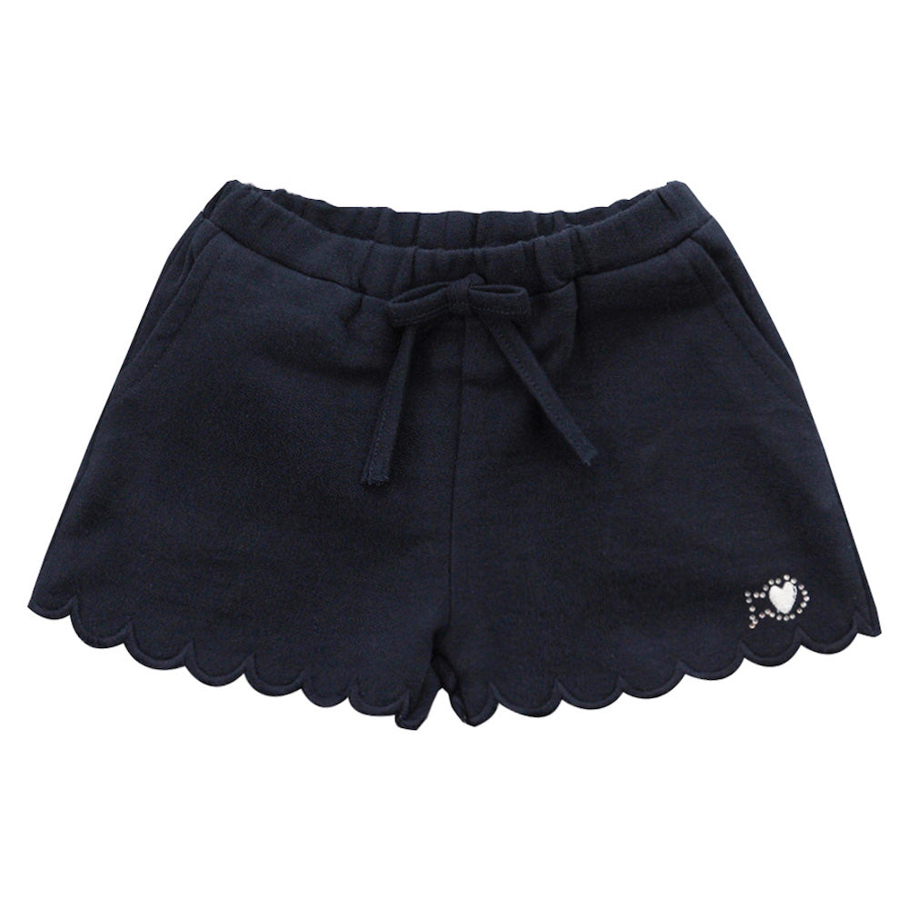 Navy Scalloped Jersey Shorts - 6M