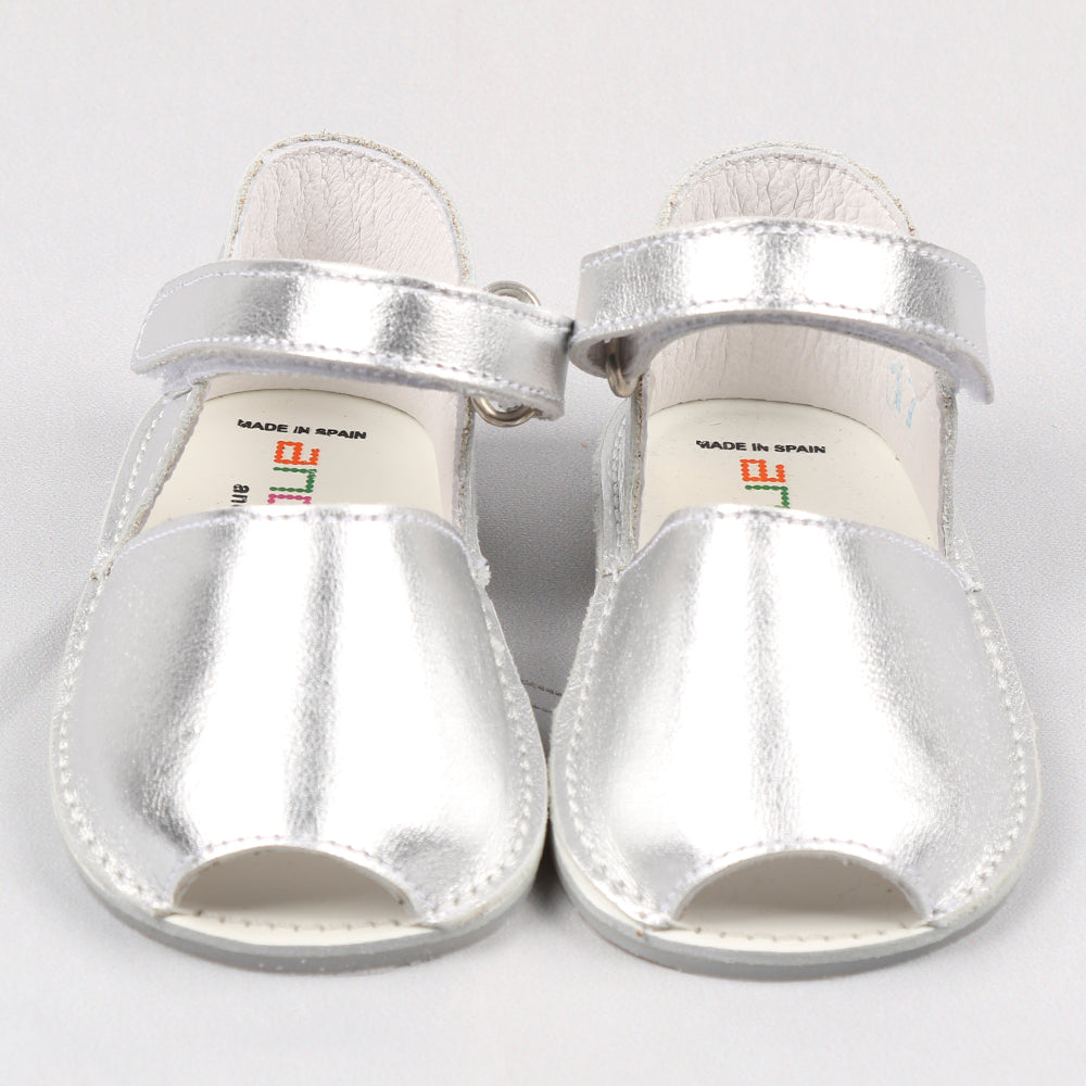 Silver Leather Velcro Pre-Walker Sandal