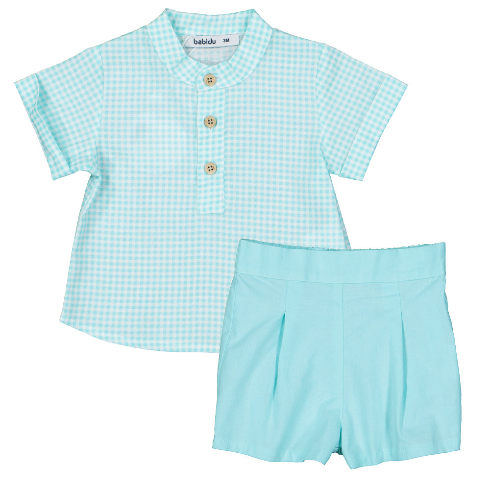 Baby Mint Check Short Set