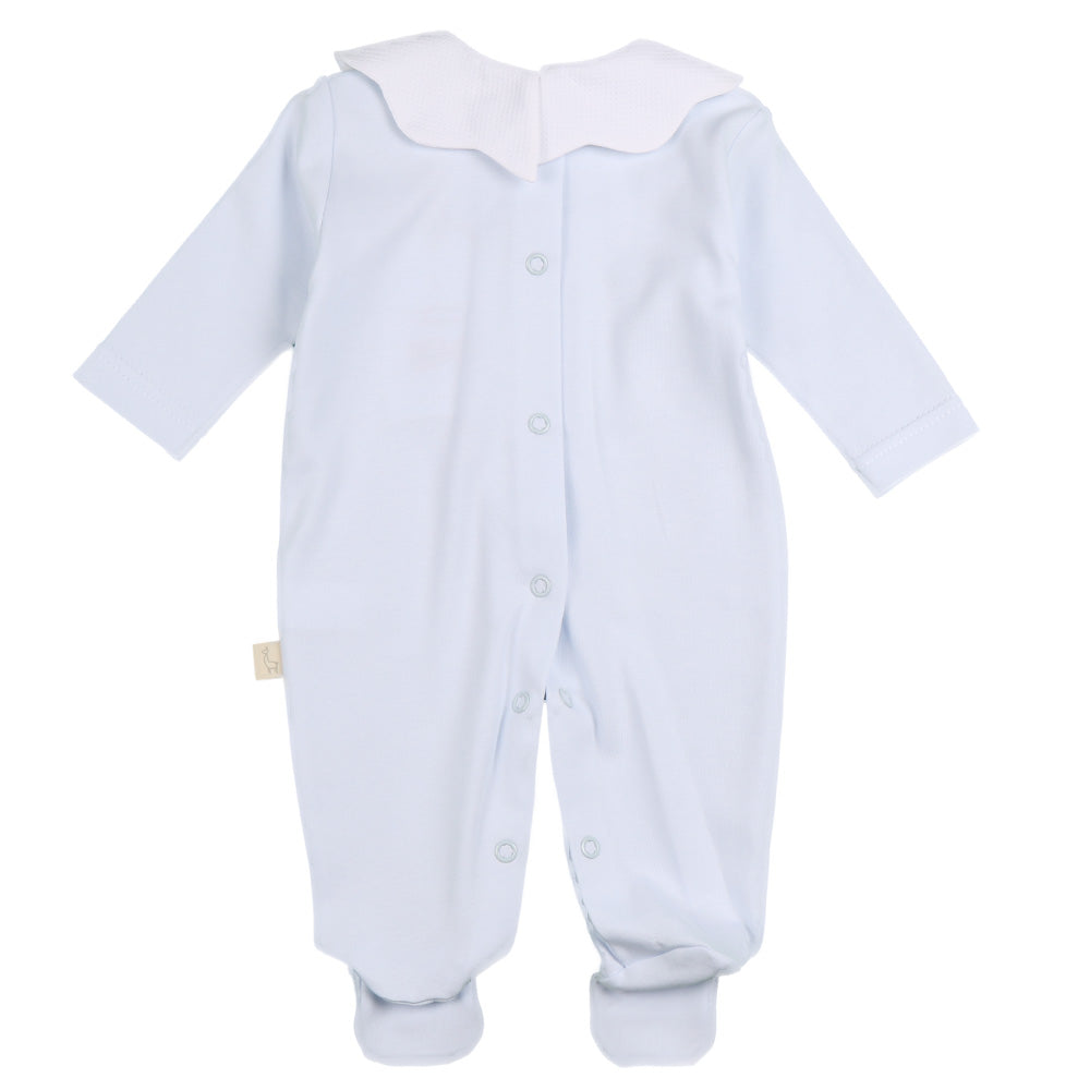 Blue Pique Collar Babygrow