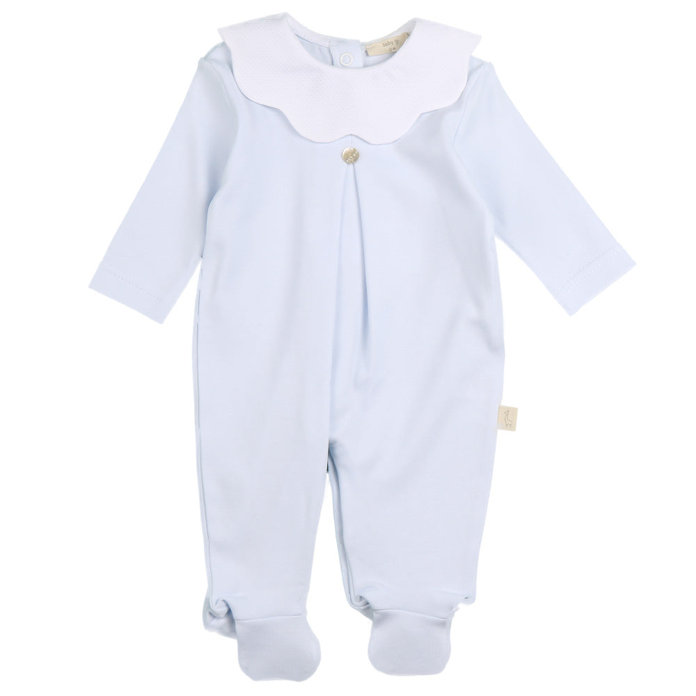Blue Pique Collar Babygrow