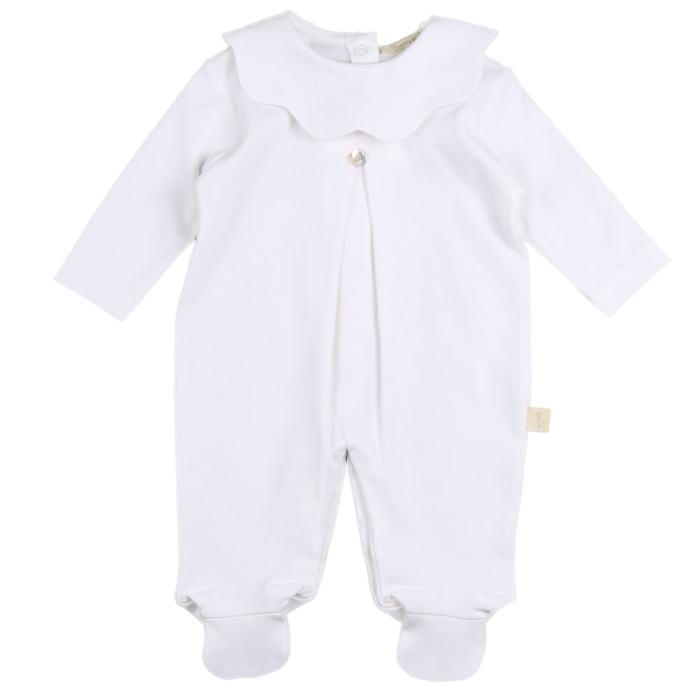 White Pique Collar Babygrow