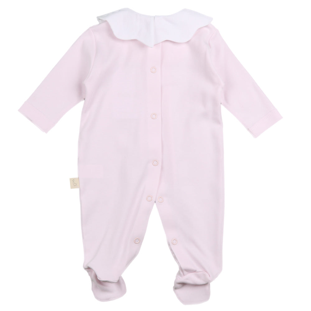 Pink Cotton Pique Collar Babygrow