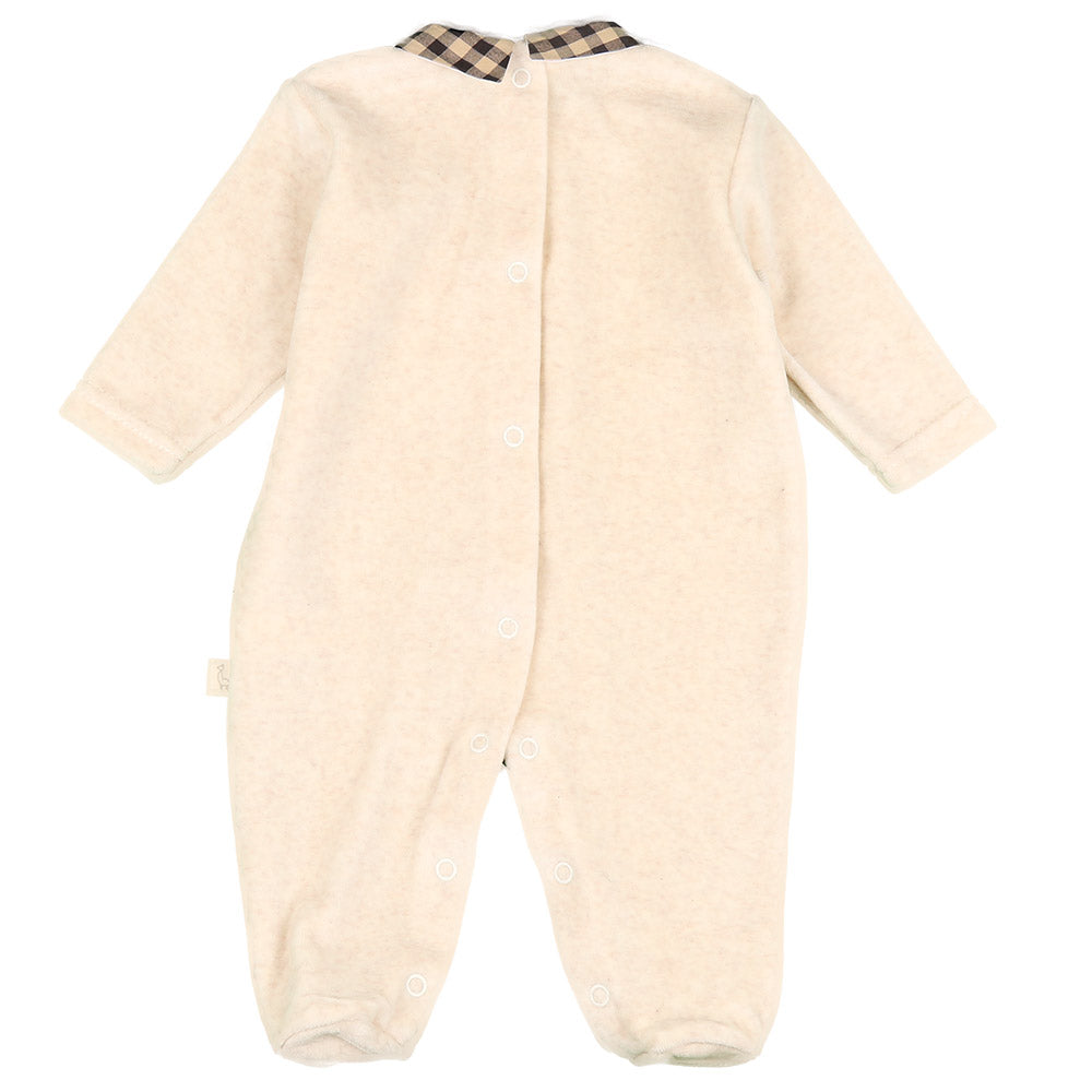Velour Check Trim Babygrow
