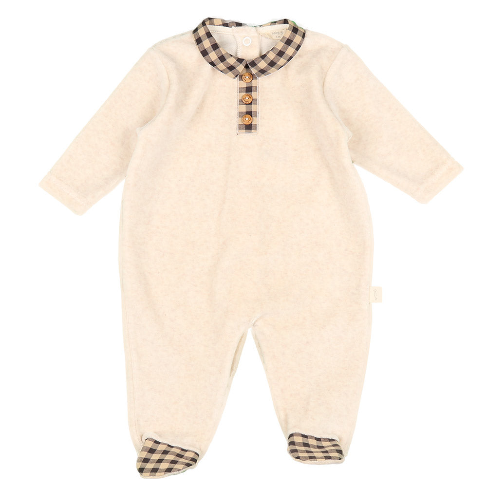 Velour Check Trim Babygrow