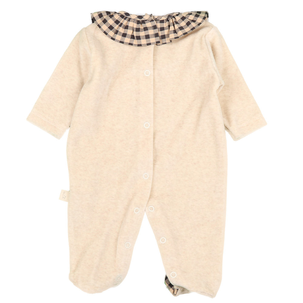 Velour Check Frill Babygrow