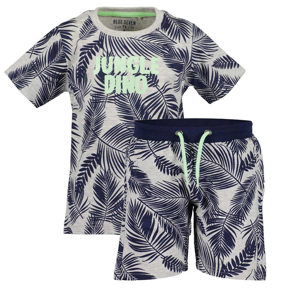 Printed Palm Tree Shorts Set