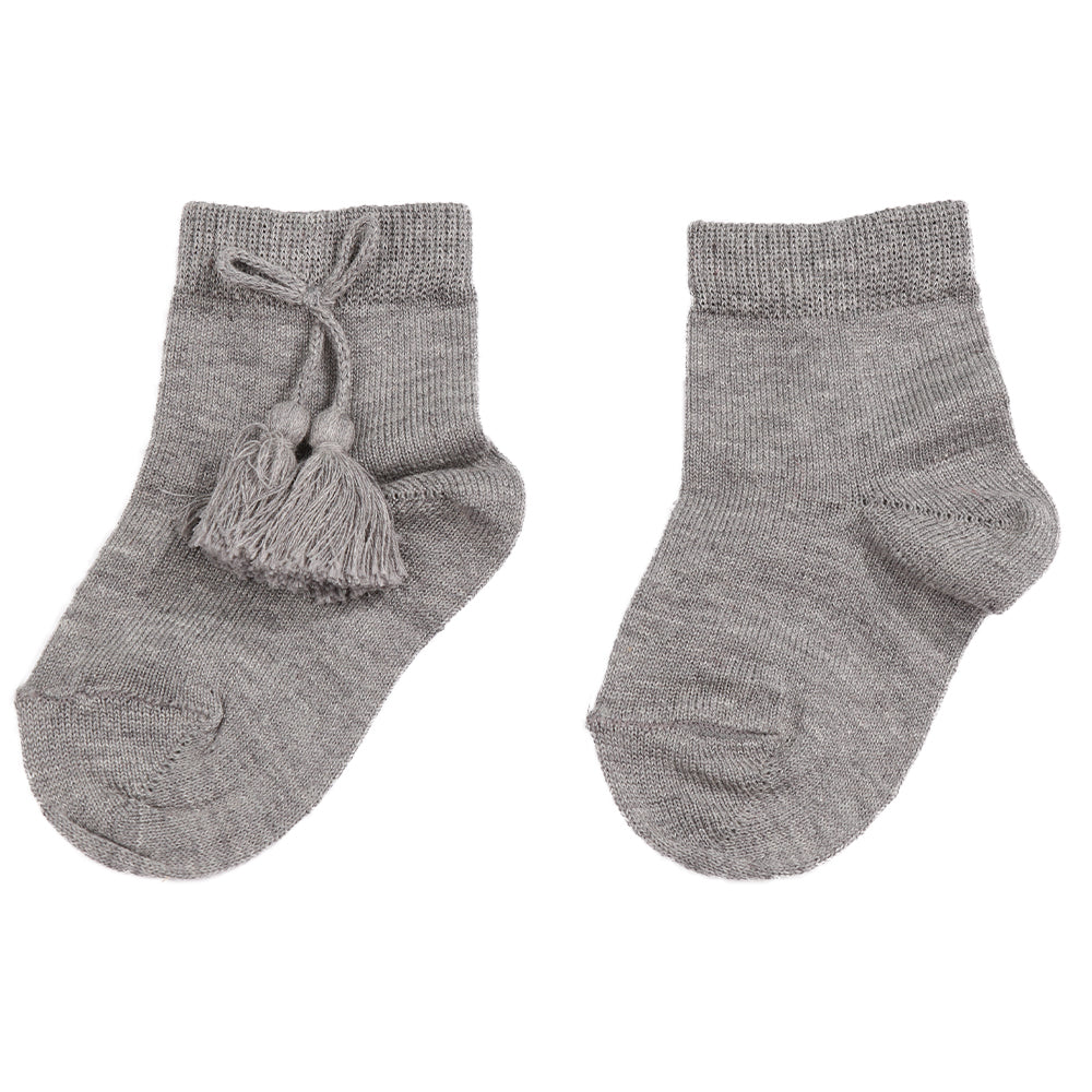 Grey Tassel Ankle Sock