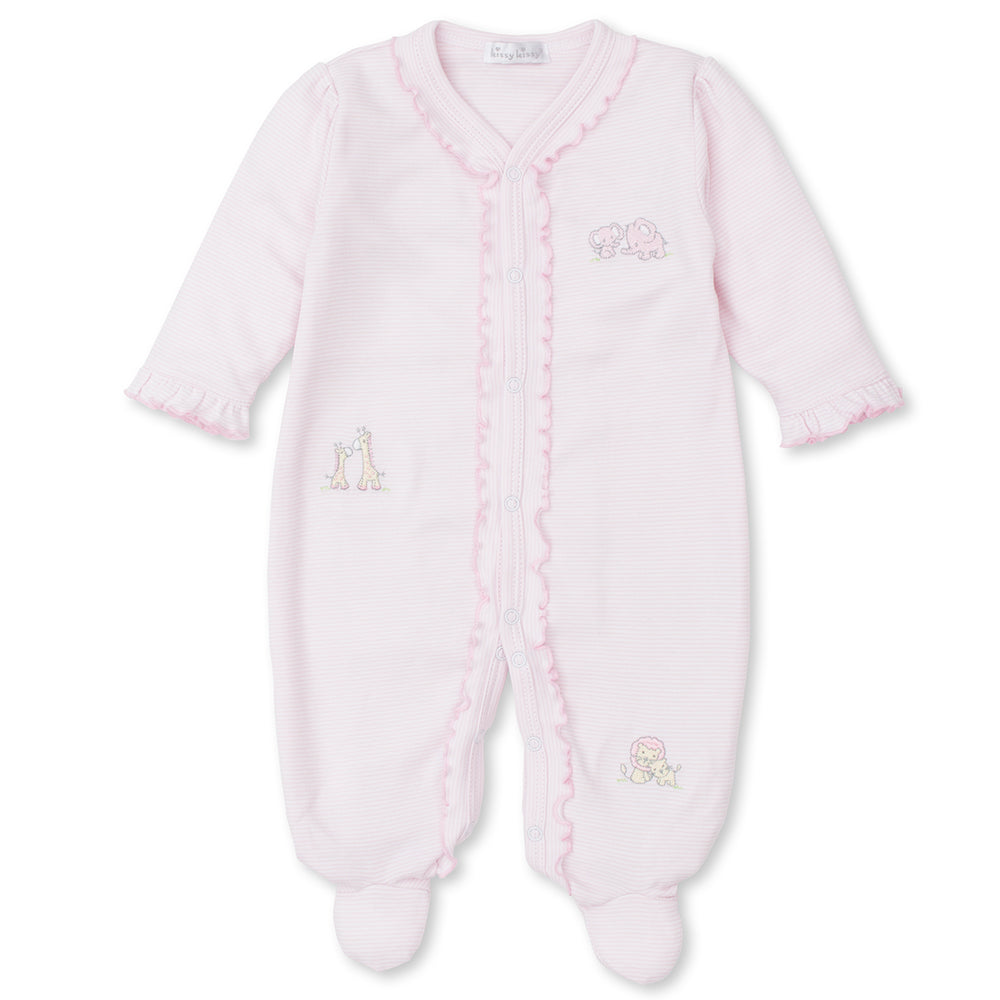 Pink Jungle Embroidered  Babygrow