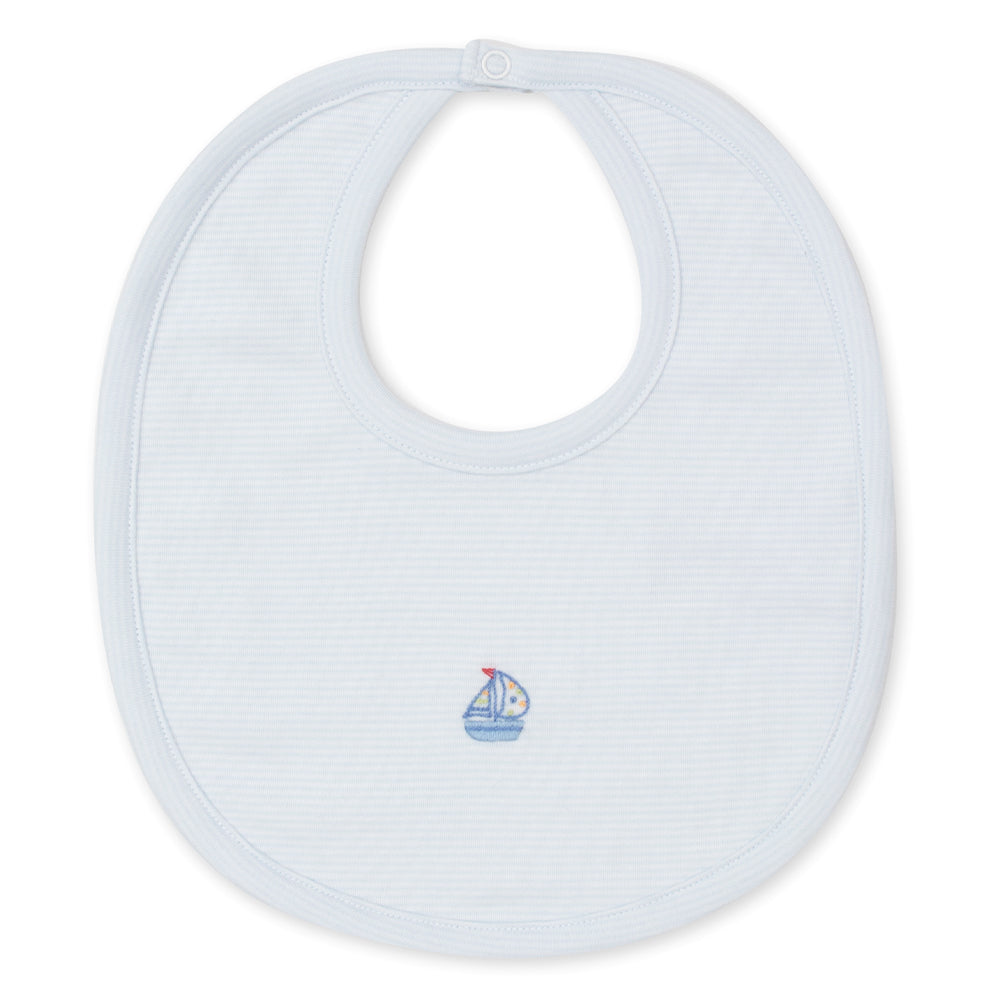 Sail Boat Embroidered Bib