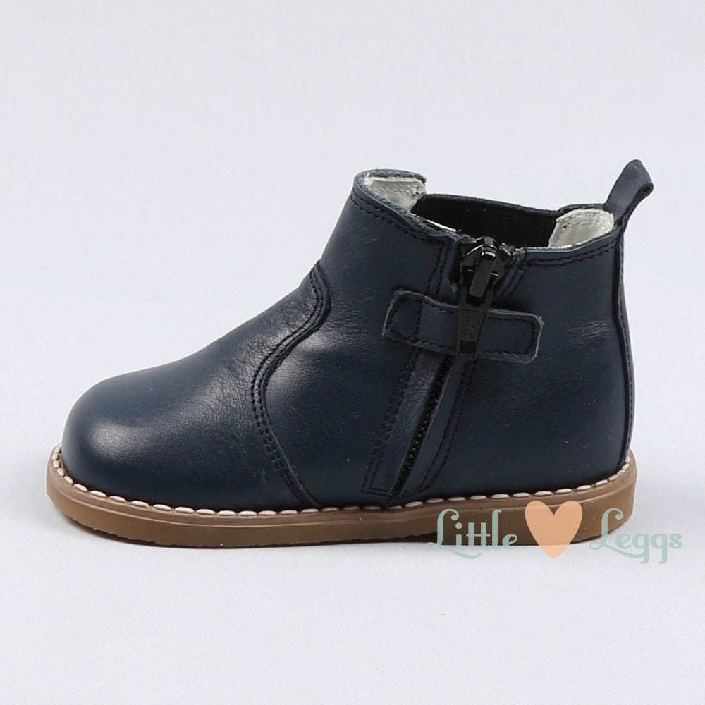Navy Leather Chelsea Boot
